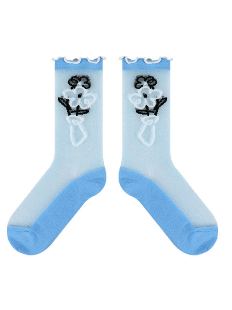 Adorable Printed Crystal Sheer Stockings