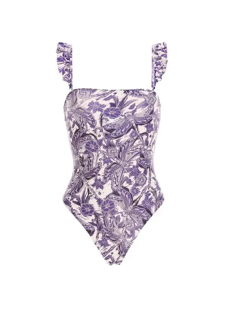 Dragonfly Ruffle Bikini Swimsuit Set