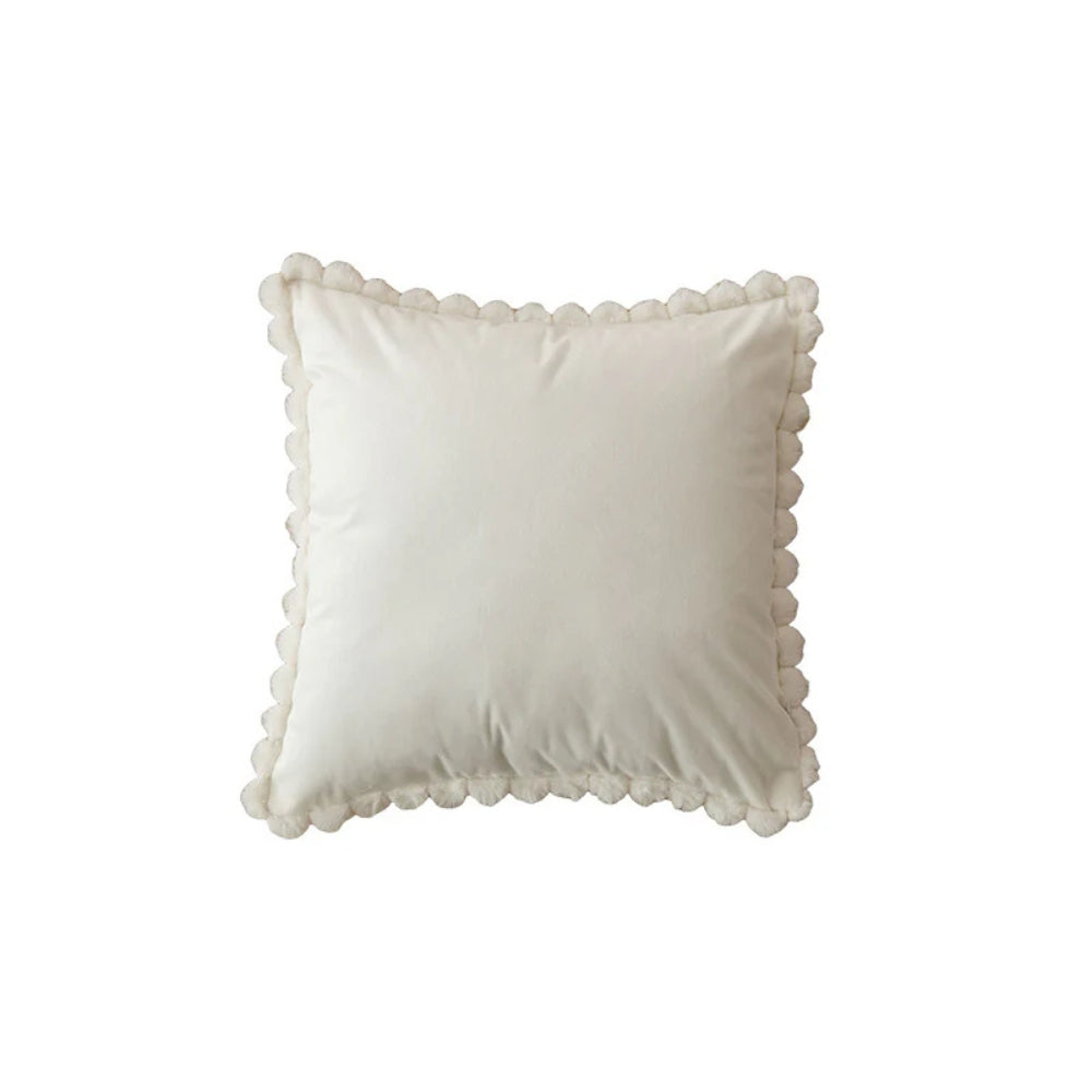 Velvet Pom-Pom Trim Cushion Cover