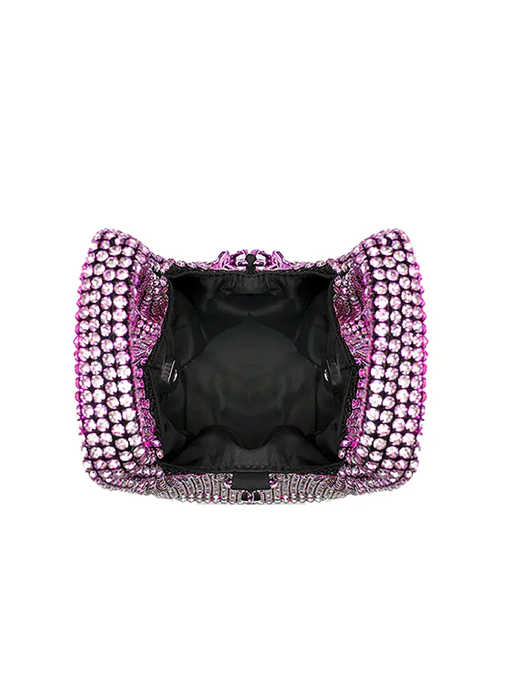 Full Rhinestone Mesh Evening Bucket Bag