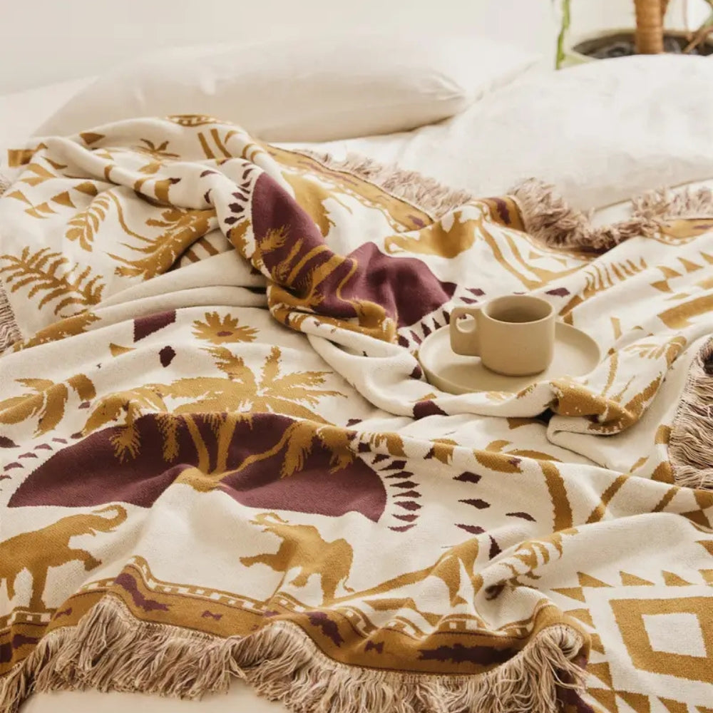 Azura Boho Geometric Knit Blanket