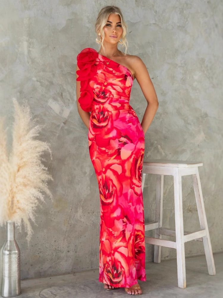 Three-dimensional Flower Slim Sexy Dress