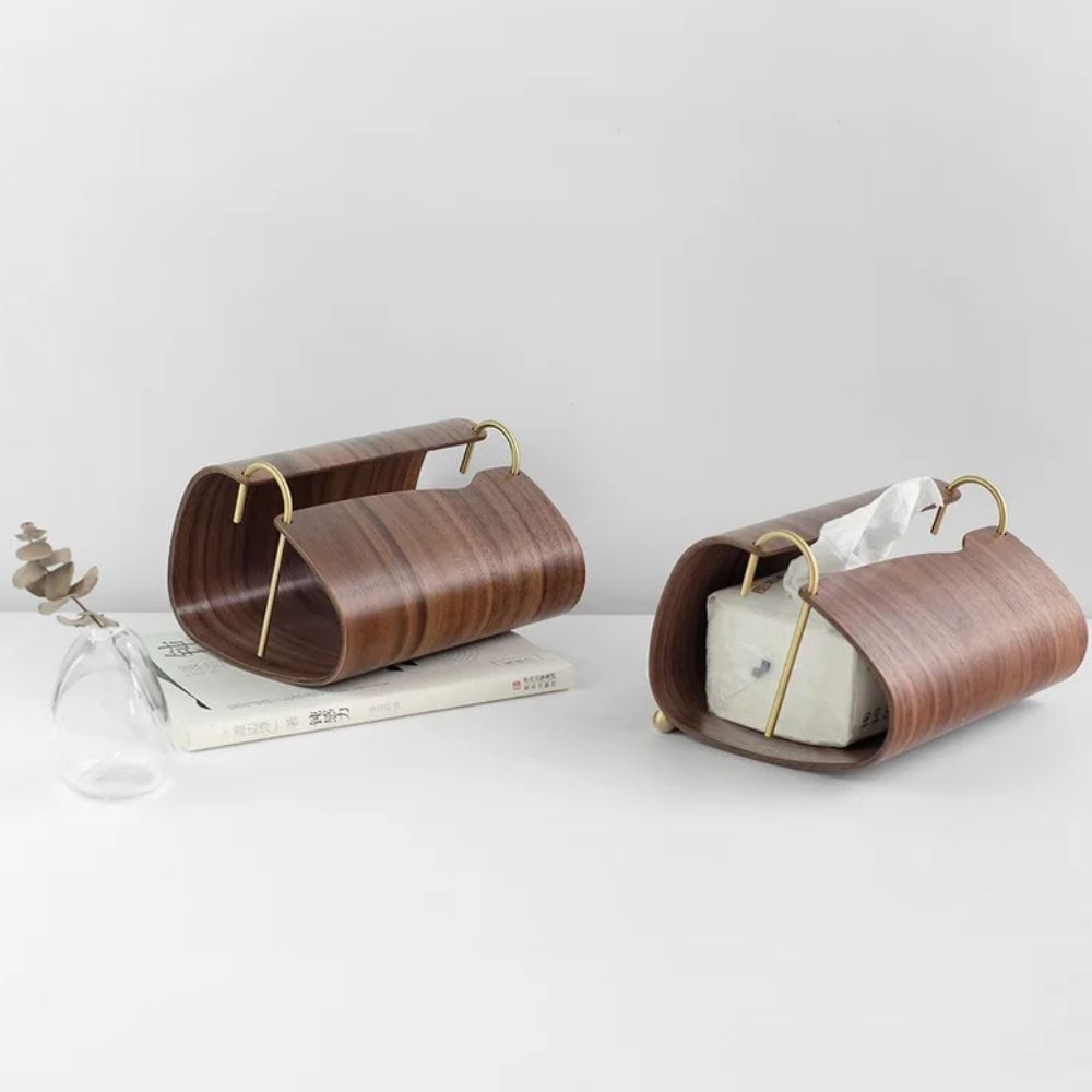 Wooden Brass Tissue Holder