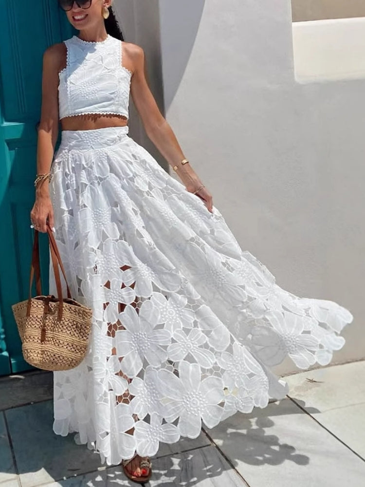 Hollow Out Tank & Skirt Set