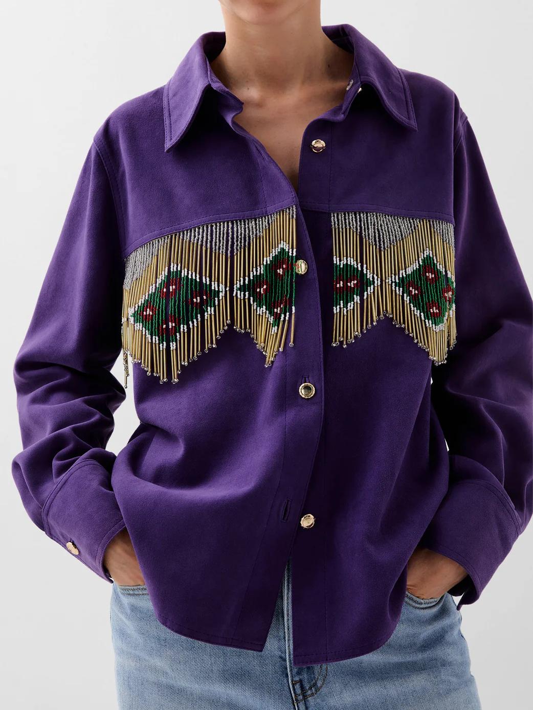 Beaded Fringed Suede Shirt