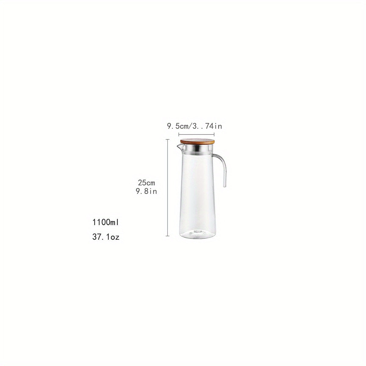 Glass water pitcher with handle and lid, heat-resistant juice carafe for iced tea, lemonade, and fruit infusions