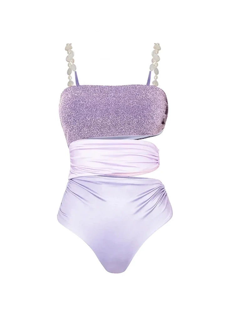 Glitter Cutout Resort Swimsuit Set