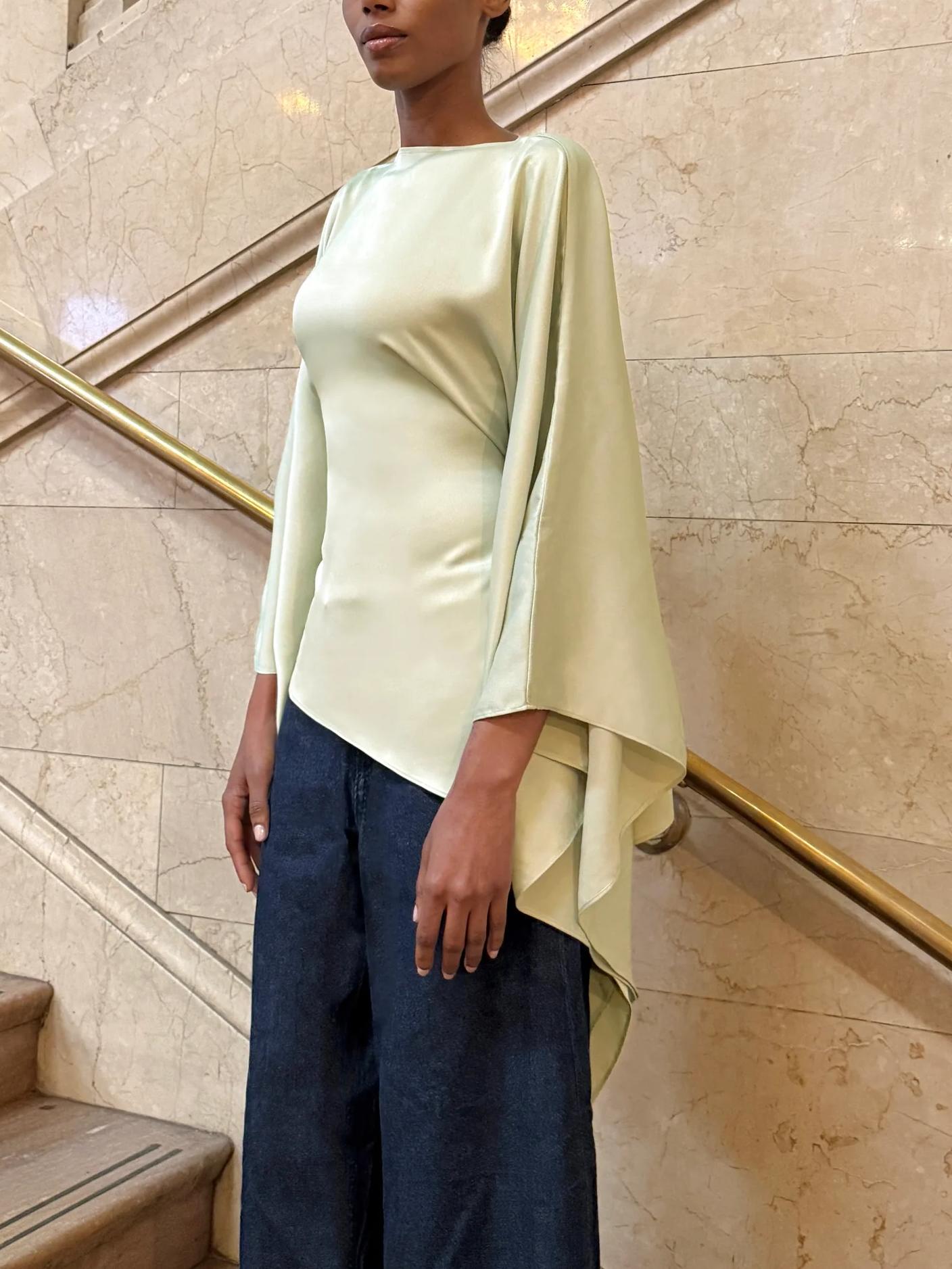 Asymmetrical Butterfly Top in Sage Green