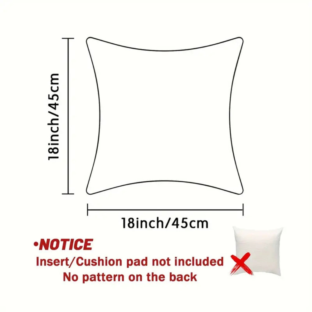 Set of Christmas decorative throw pillow covers with Santa, reindeer, Christmas tree, and pinecone wreath designs for holiday home decor