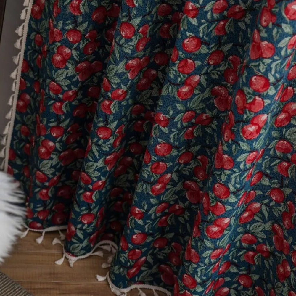 Cherry Bloom Botanical Tassel Curtain