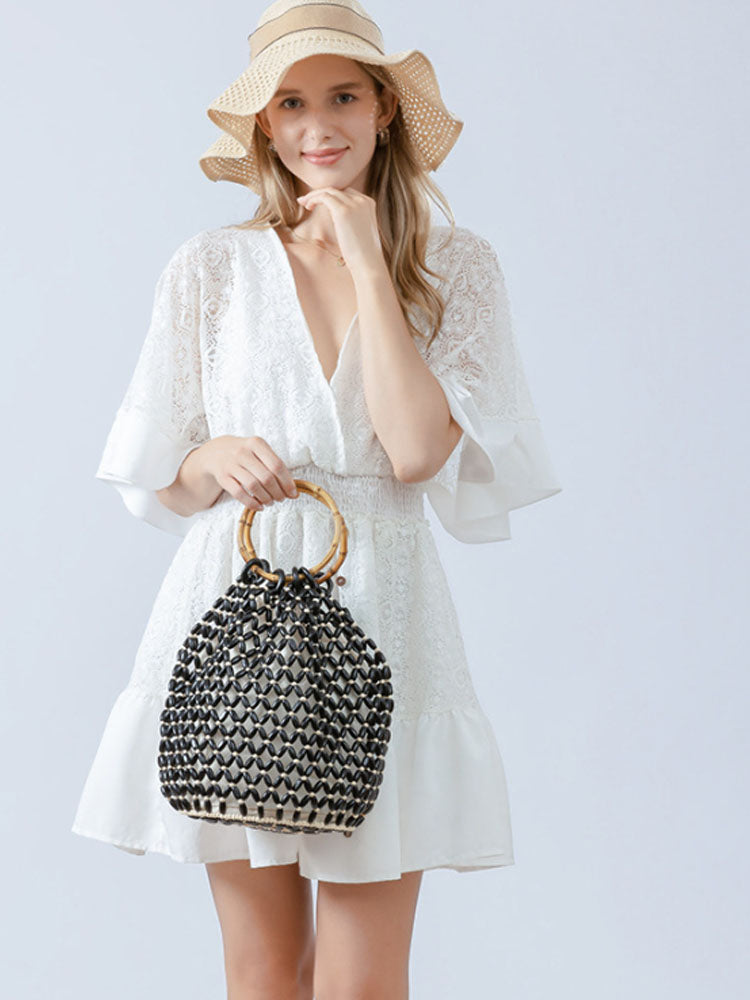 Handcrafted Wooden Bead Barrel Bag