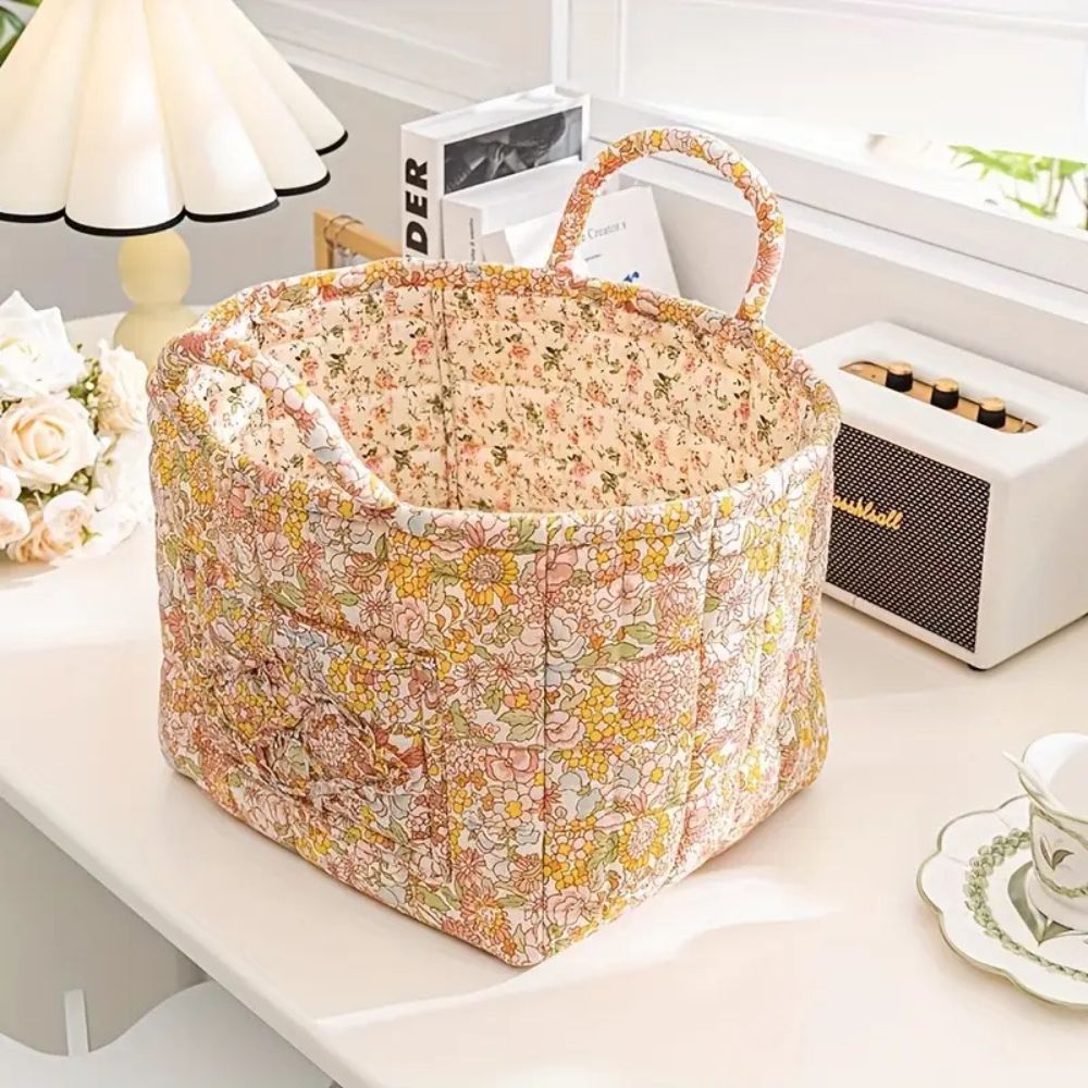 FloralEase® | Floral Canvas Storage Basket