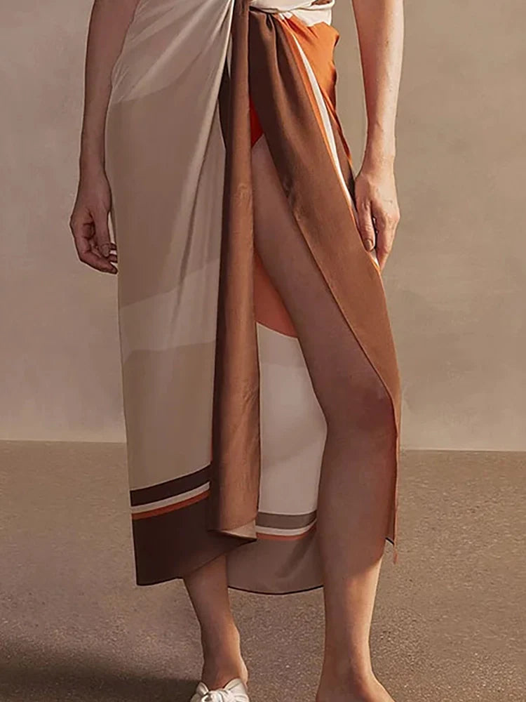 Luxury Reversible Swimsuit with Hermes-Inspired Print