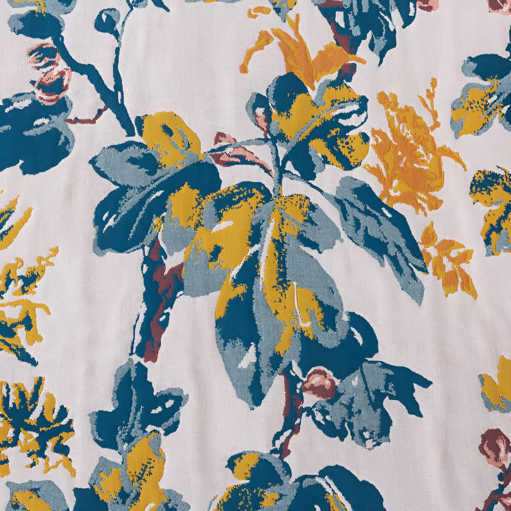 Soft decorative throw blanket with bold yellow and blue floral leaf print, lightweight cozy sofa couch cover