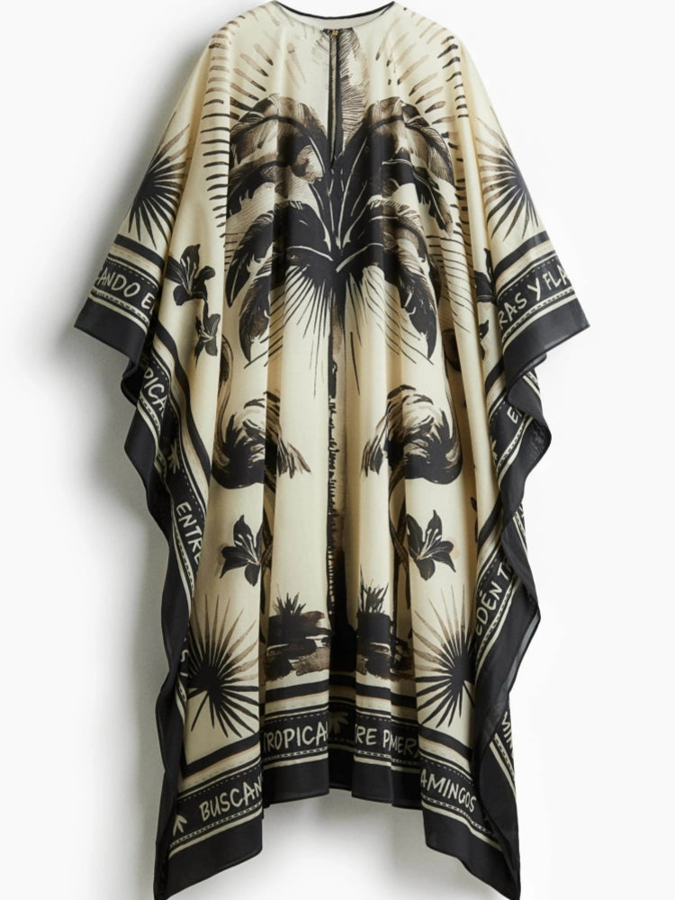 Oversized Flamingo Kaftan Maxi Dress