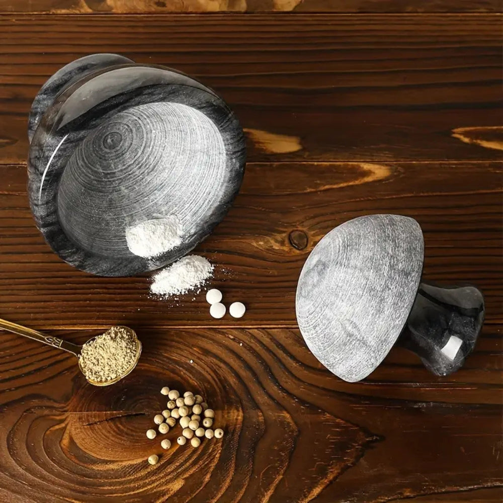 Marble Mortar & Pestel Spices Grinder