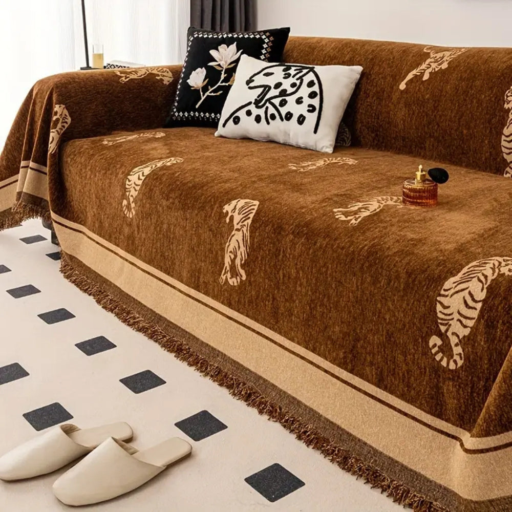 Safari Tiger Chenille Sofa Cover