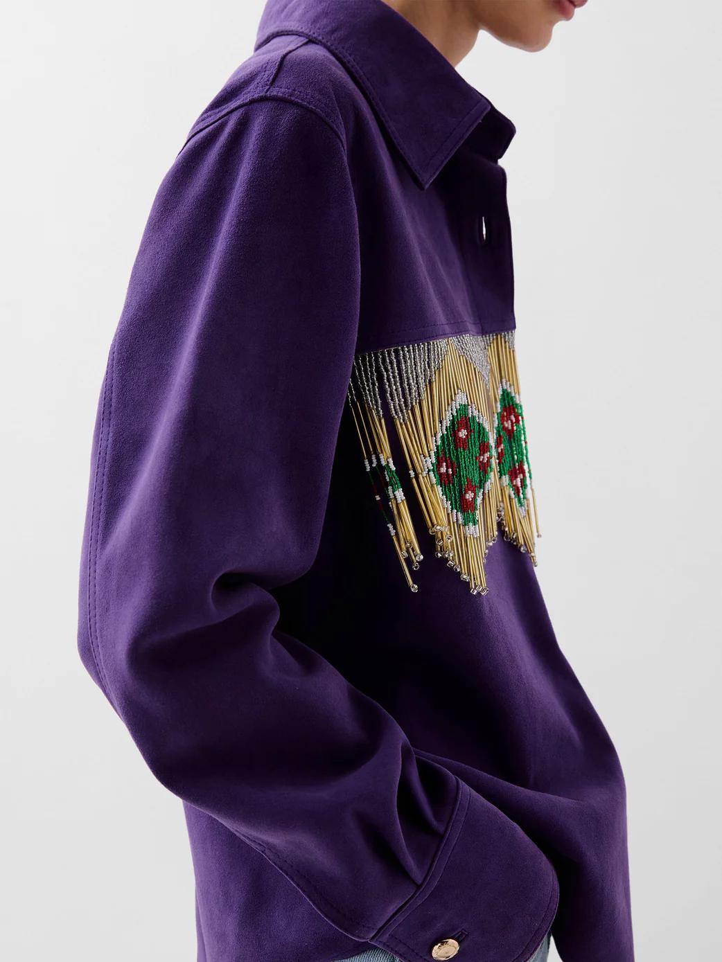 Beaded Fringed Suede Shirt
