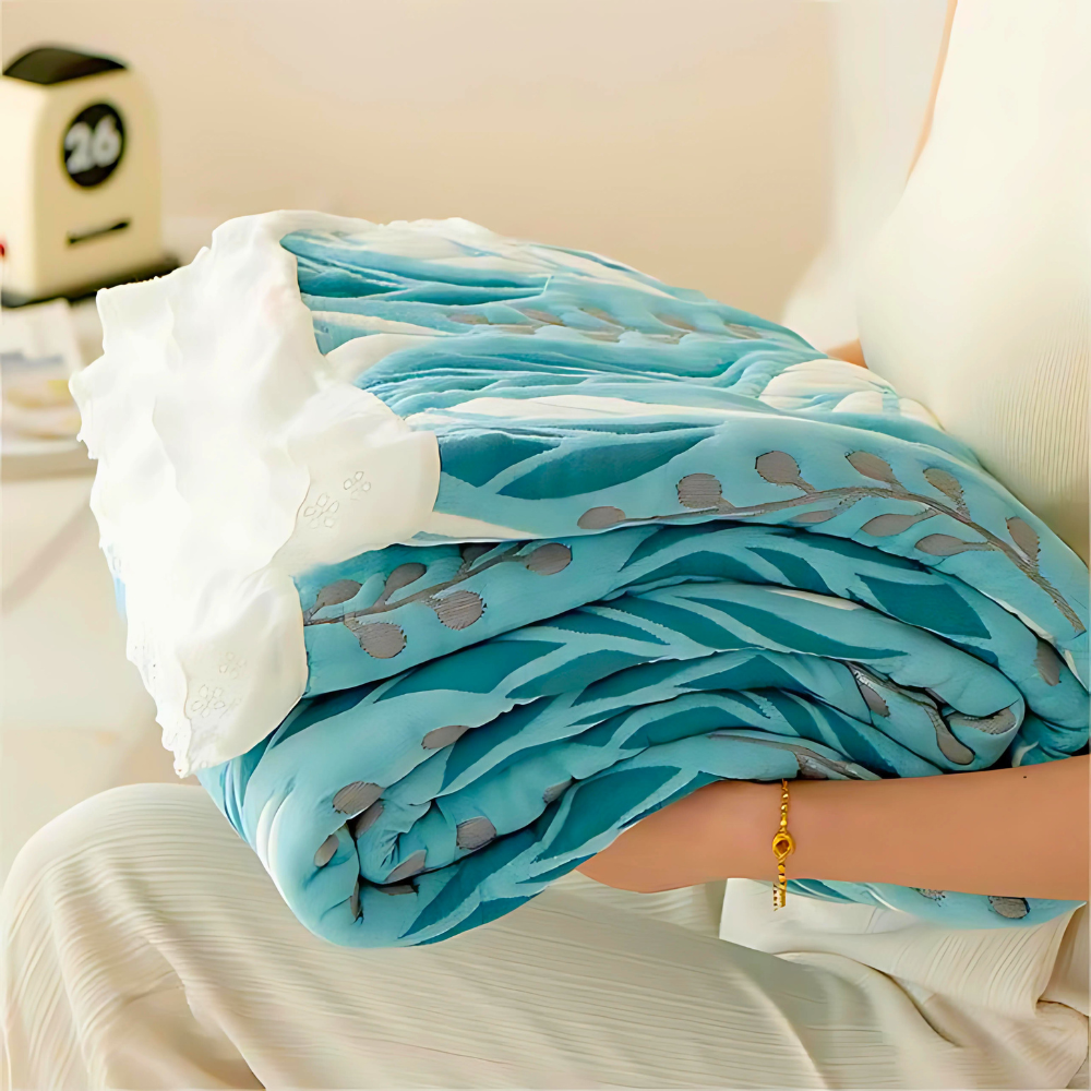 Lush Leaf Bamboo Fiber Breathable Blanket