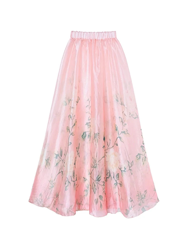 Pink Floral One-Piece with 3D Crystal Flowers