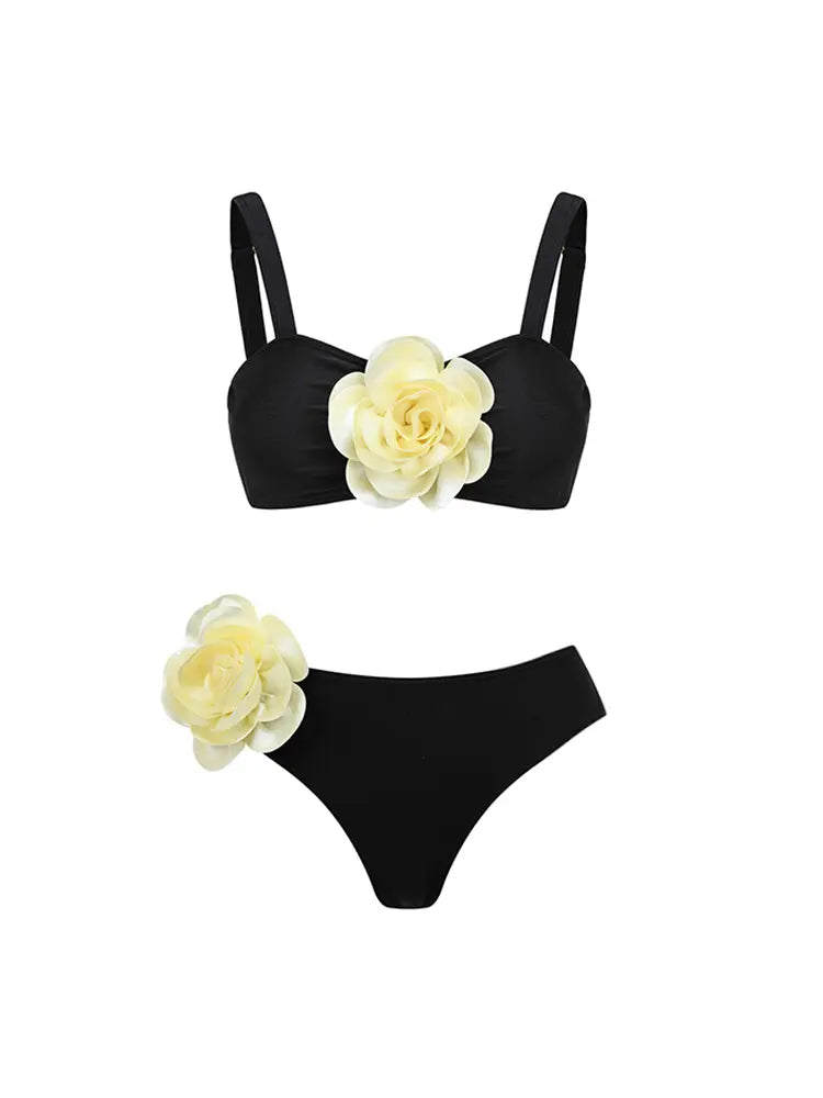 Halter 3D Floral Sexy Bikini Set