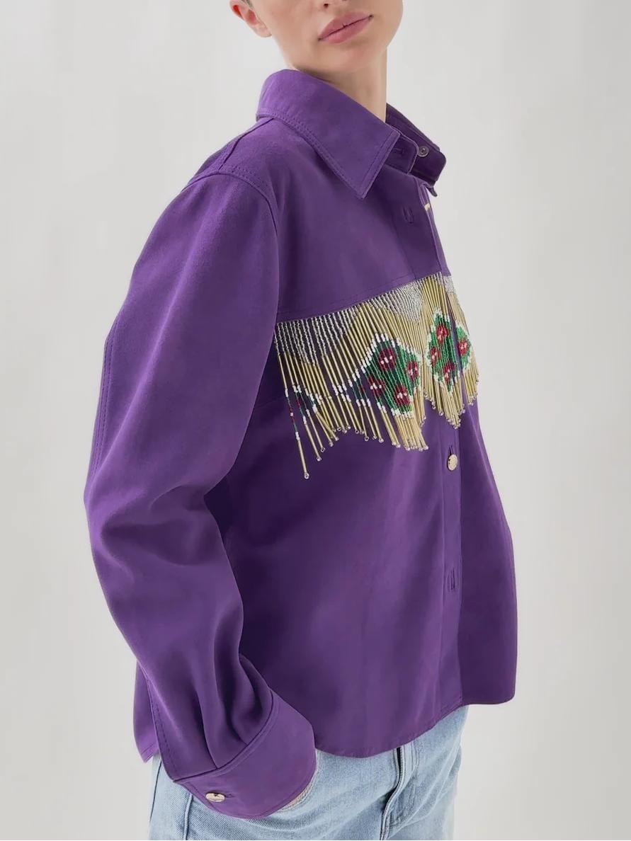Beaded Fringed Suede Shirt