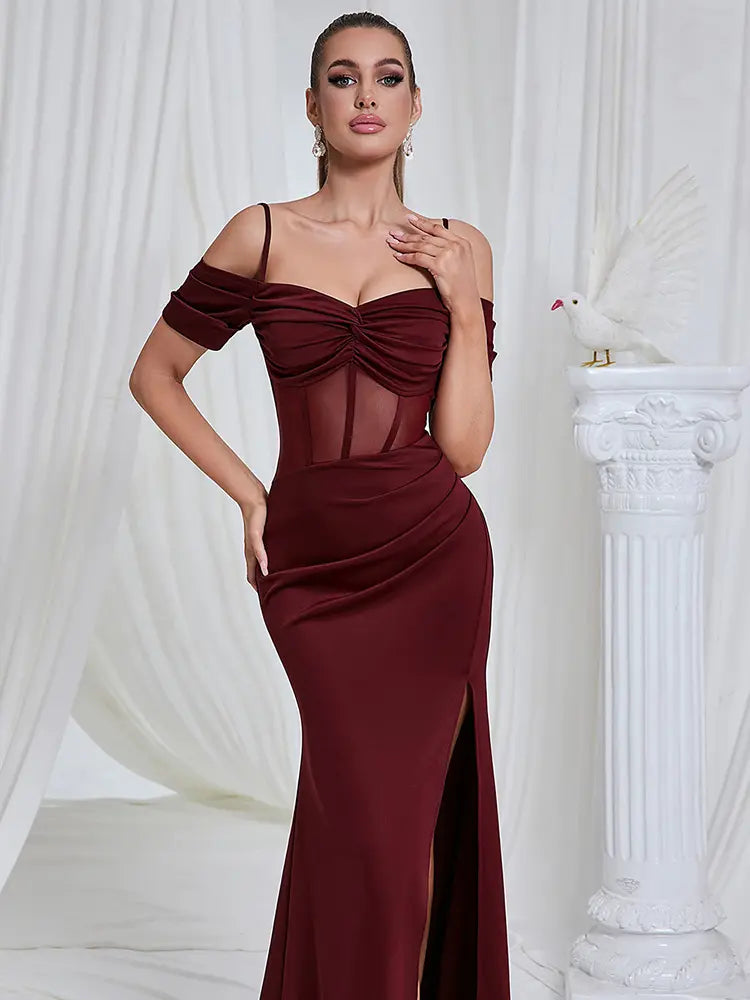 Sexy Strapless Cutout Slit Dress