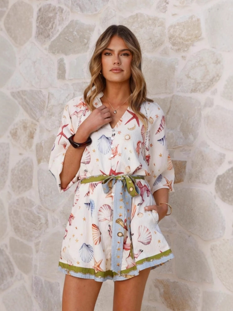 Linen Tie Cardigan Jumpsuit