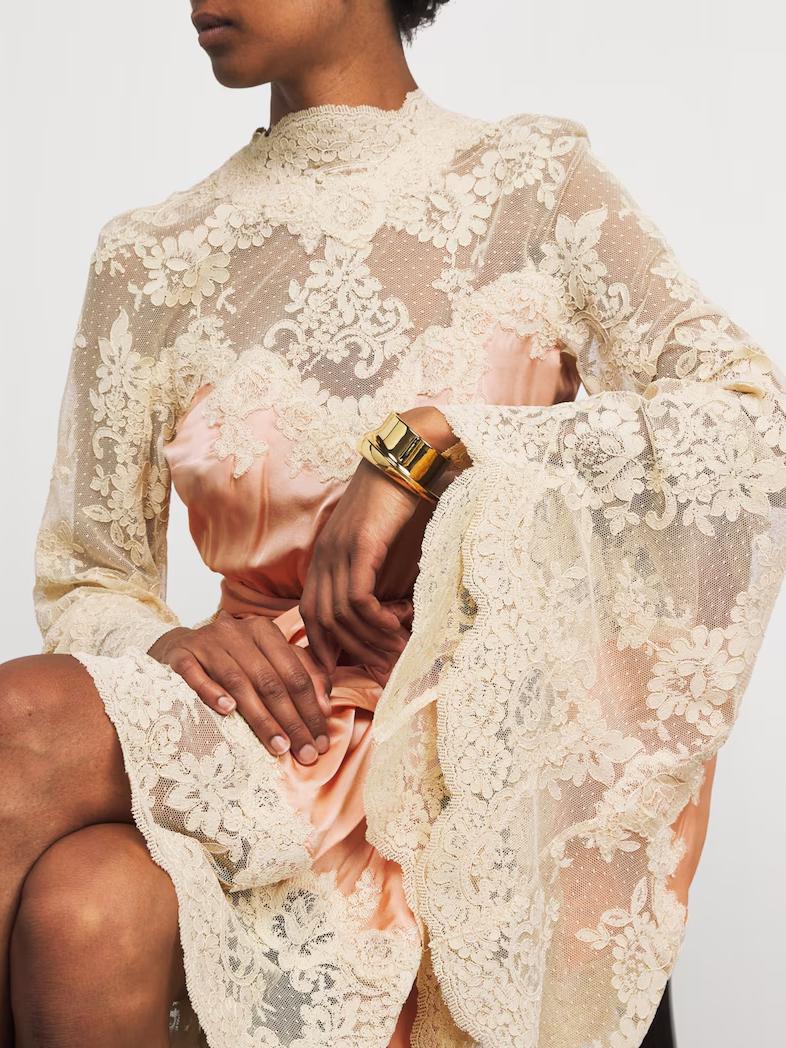 Satin Lace Asymmetric Mini Dress