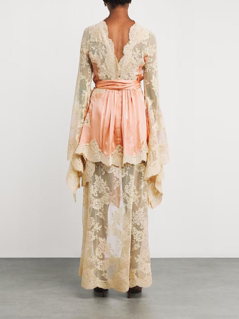 Satin Lace Asymmetric Mini Dress