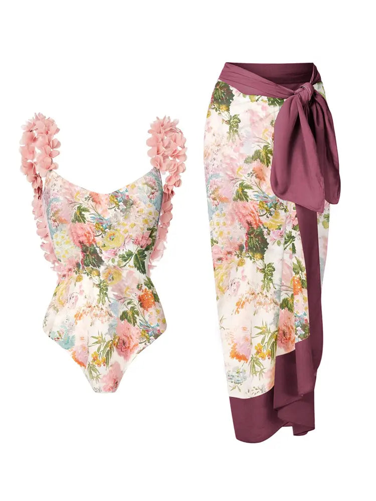 One-Piece Appliqué Sexy Bikini Swimsuit