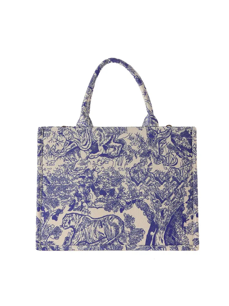 New Creative Canvas Tote Bag with Chinese-Inspired Print