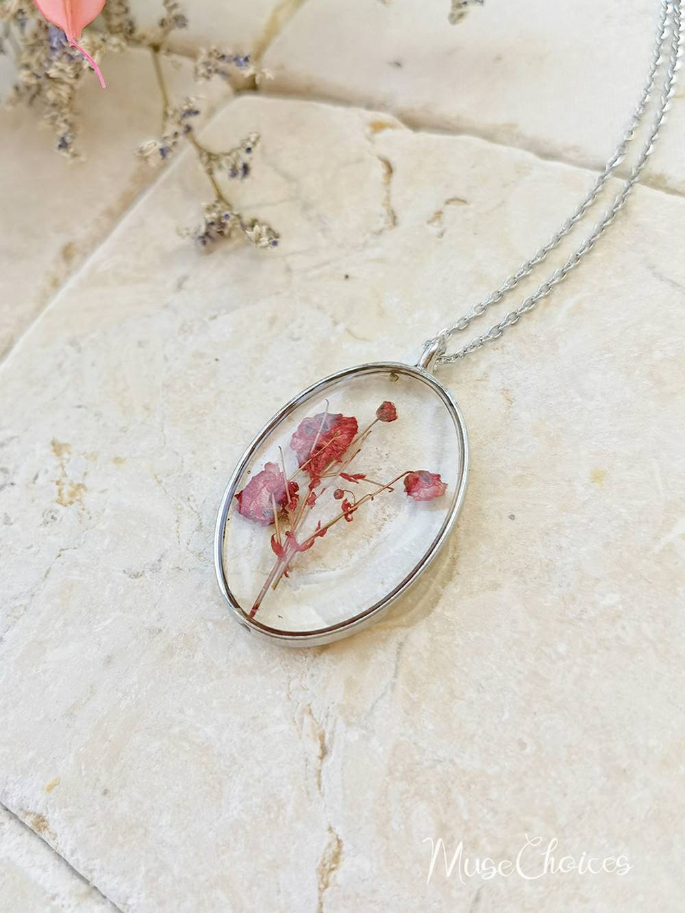 Resin Pressed Flower Necklaces - Colorful Mix Floral Set