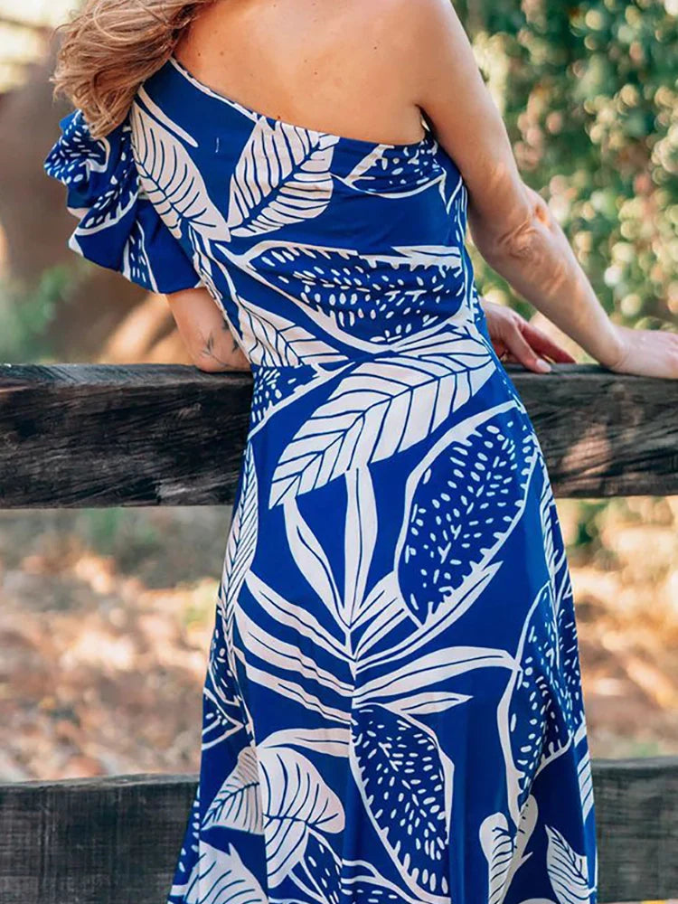 One-Shoulder Ruffle Floral Swimsuit Set