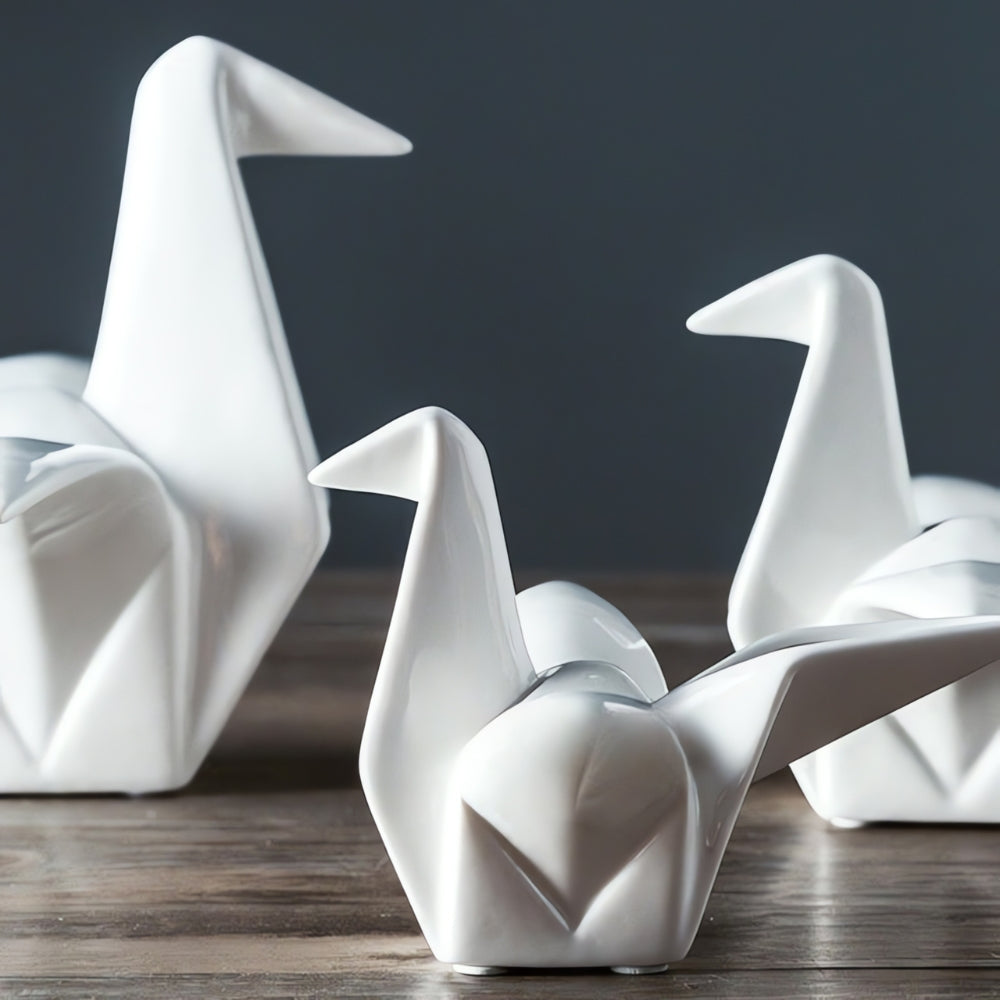 Origami-Inspired Ceramic Bird Statue