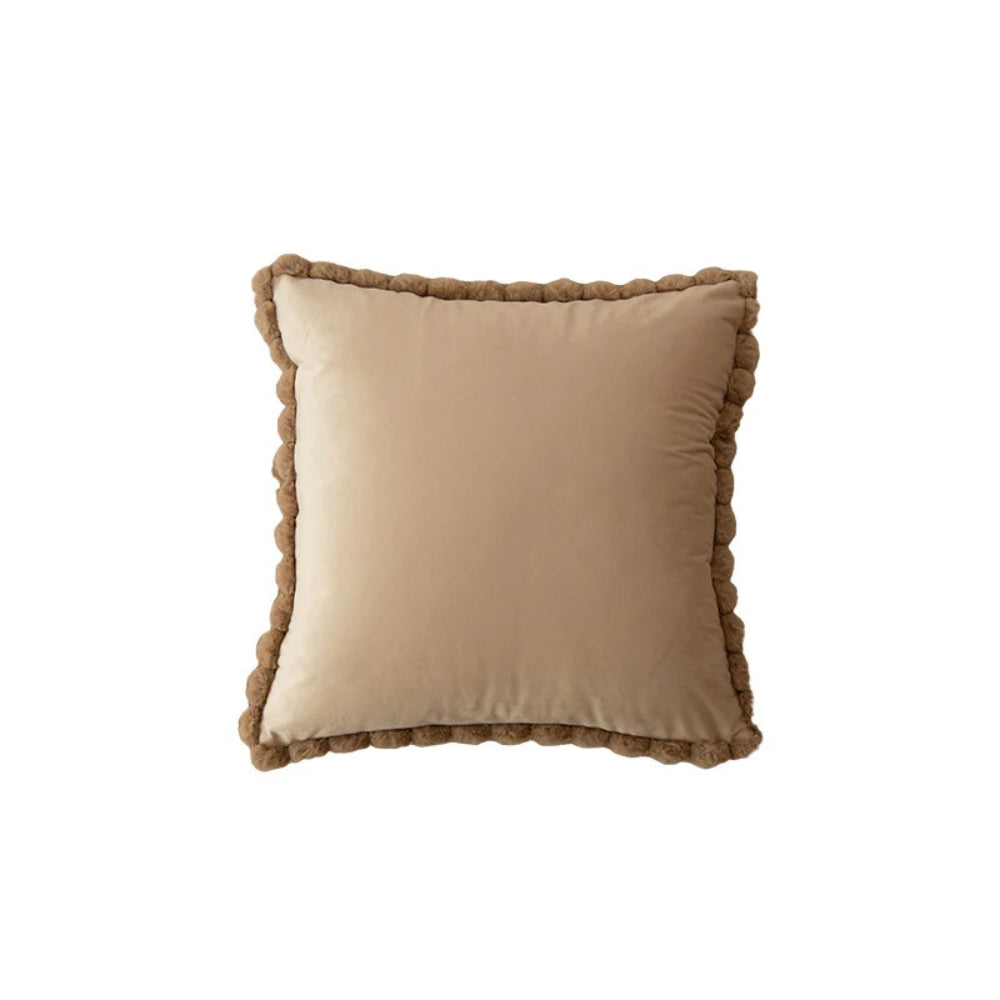Velvet Pom-Pom Trim Cushion Cover