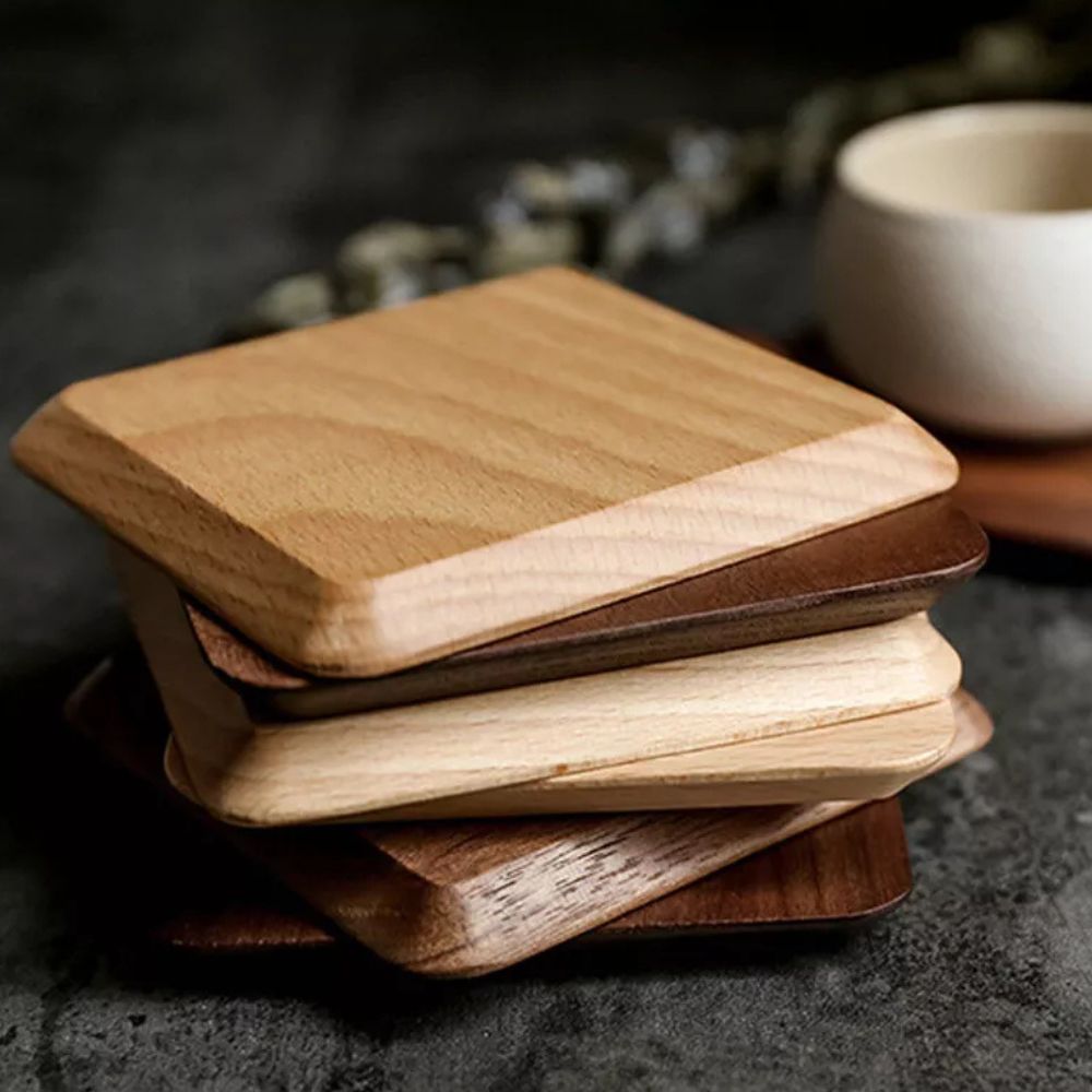 Sleek Stack Wooden Coaster Set | 6pcs