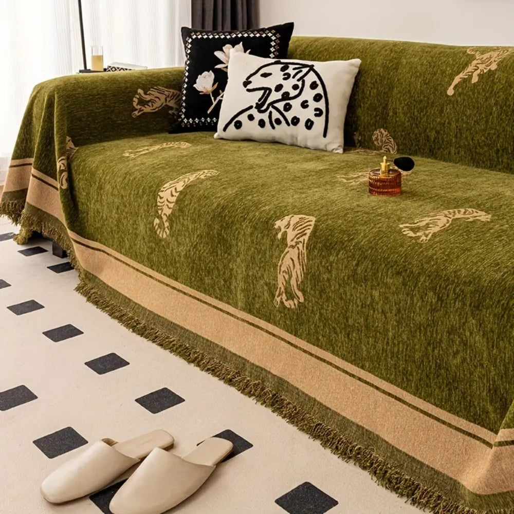 Safari Tiger Chenille Sofa Cover