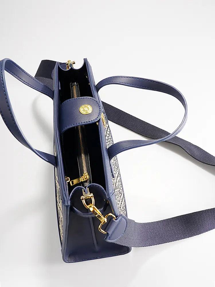 Jacquard Rhinestone Tote Crossbody Evening Bag