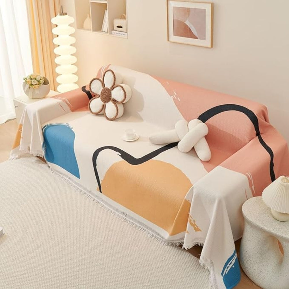 Lumiere Abstract Tasseled Sofa Cover