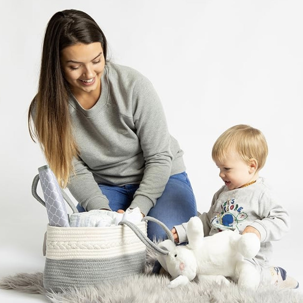 Braided Grey Baby Essentials Organizer