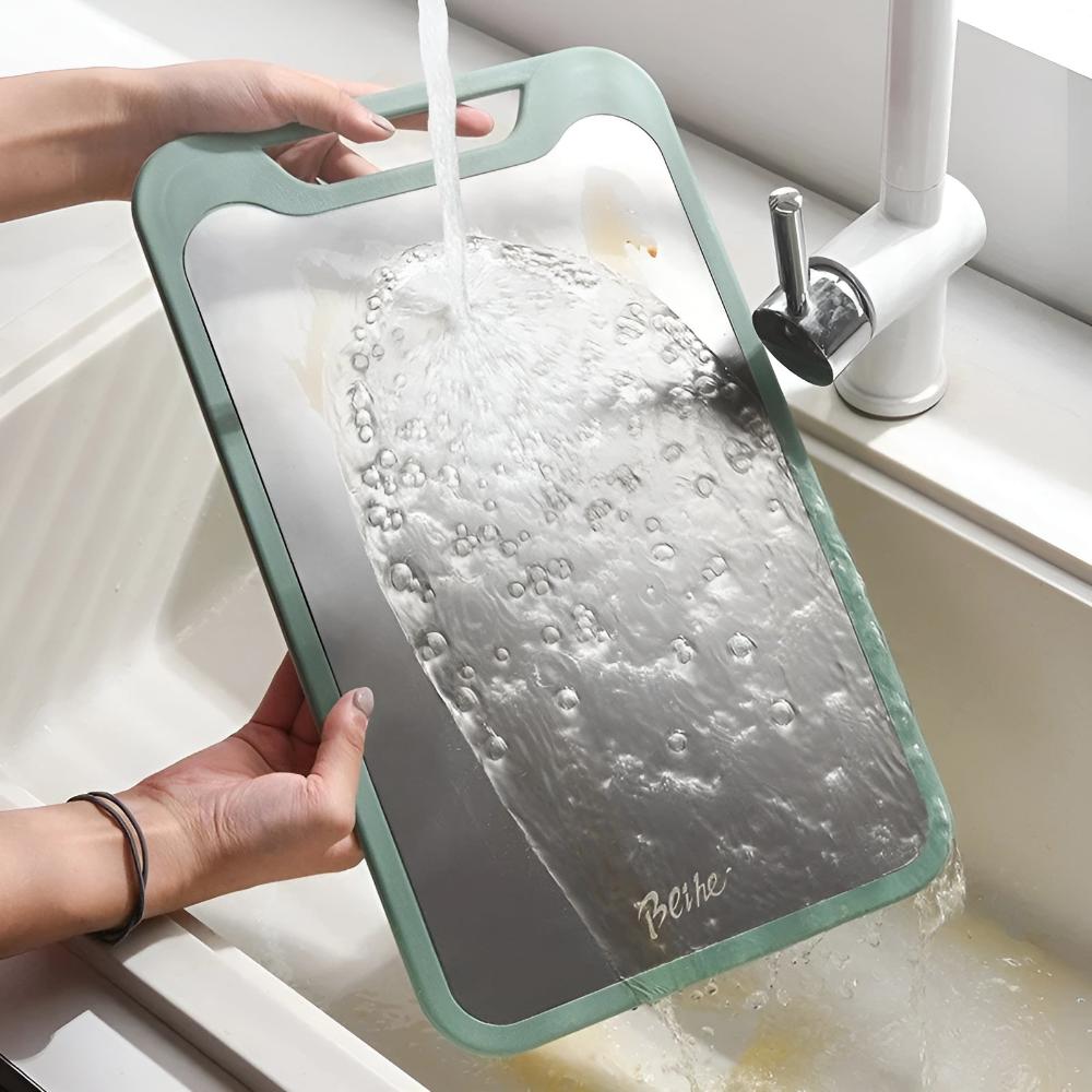 Double-sided metallic cutting board – durable kitchen chopping surface for vegetables, fruits, and meat