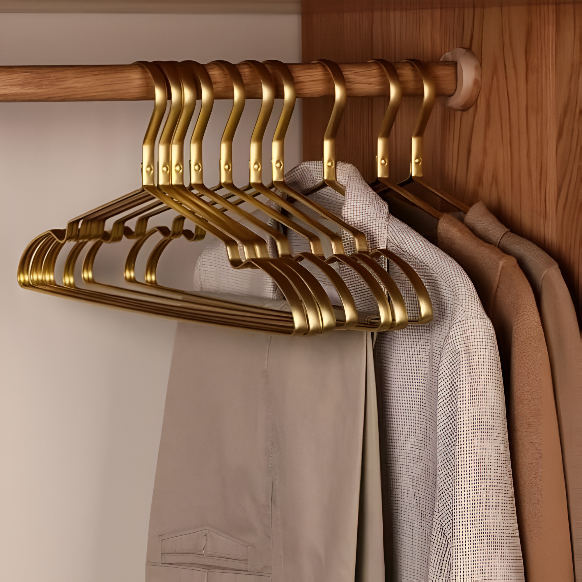 Set of silver stainless steel clothes hangers, durable non-slip metal coat hangers for closet organization