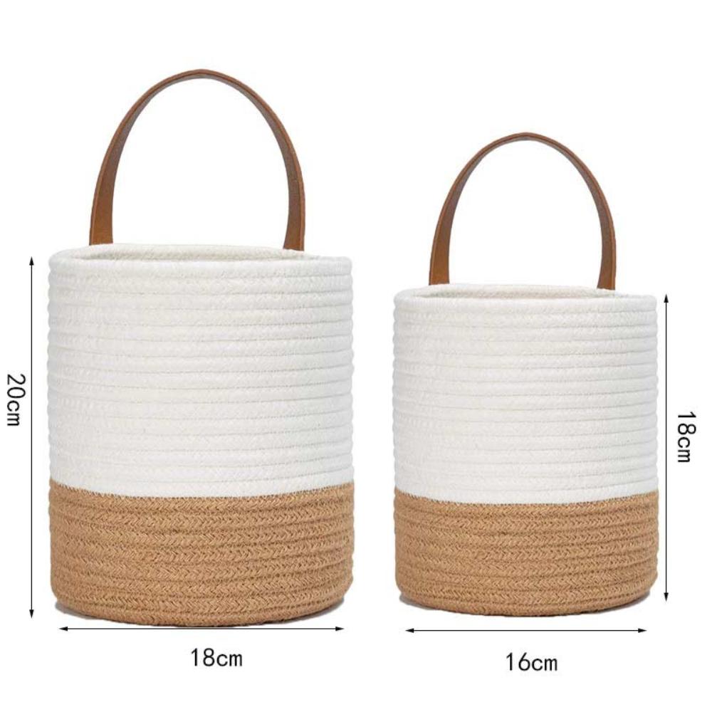 Woven Cotton Rope Hanging Basket | 2pc Set
