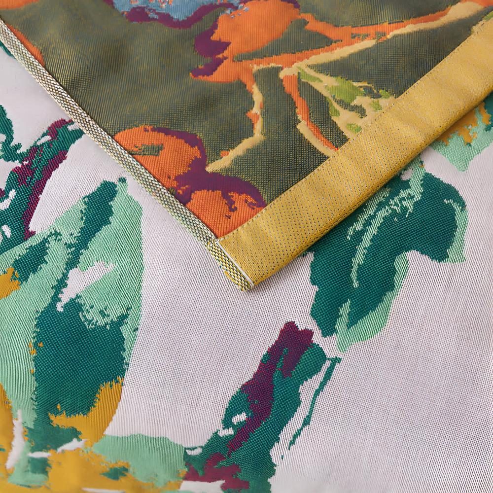 Soft decorative throw blanket with bold yellow and blue floral leaf print, lightweight cozy sofa couch cover