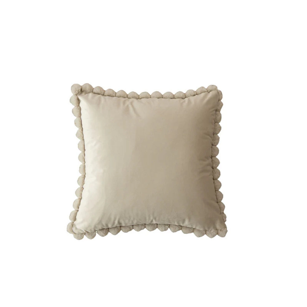 Velvet Pom-Pom Trim Cushion Cover