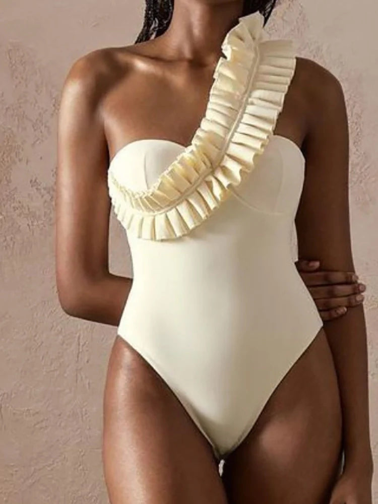 Ruffled Ruched One Piece Swimsuit
