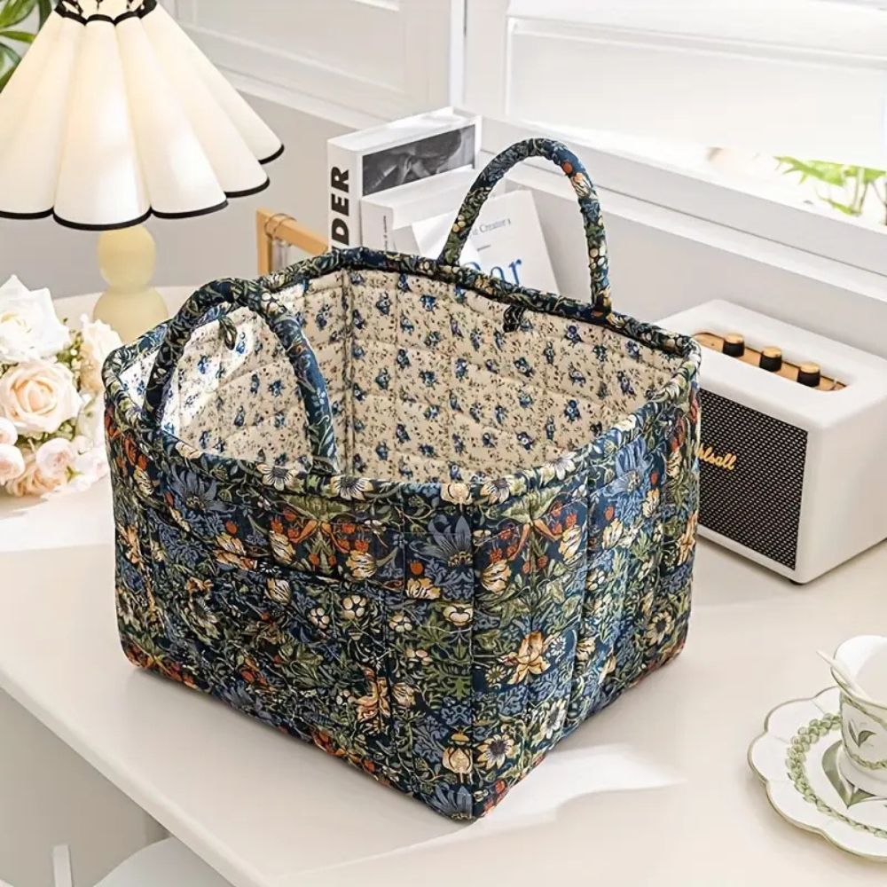FloralEase® | Floral Canvas Storage Basket