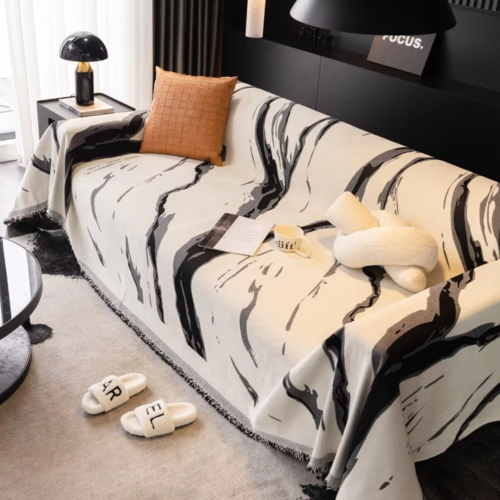 Abstract Brushstroke Chenille Sofa Cover