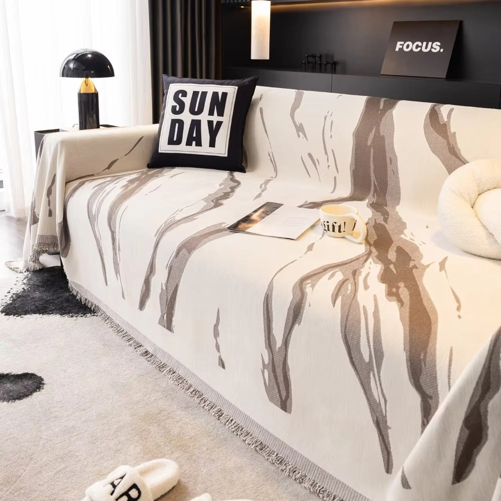 Abstract Brushstroke Chenille Sofa Cover